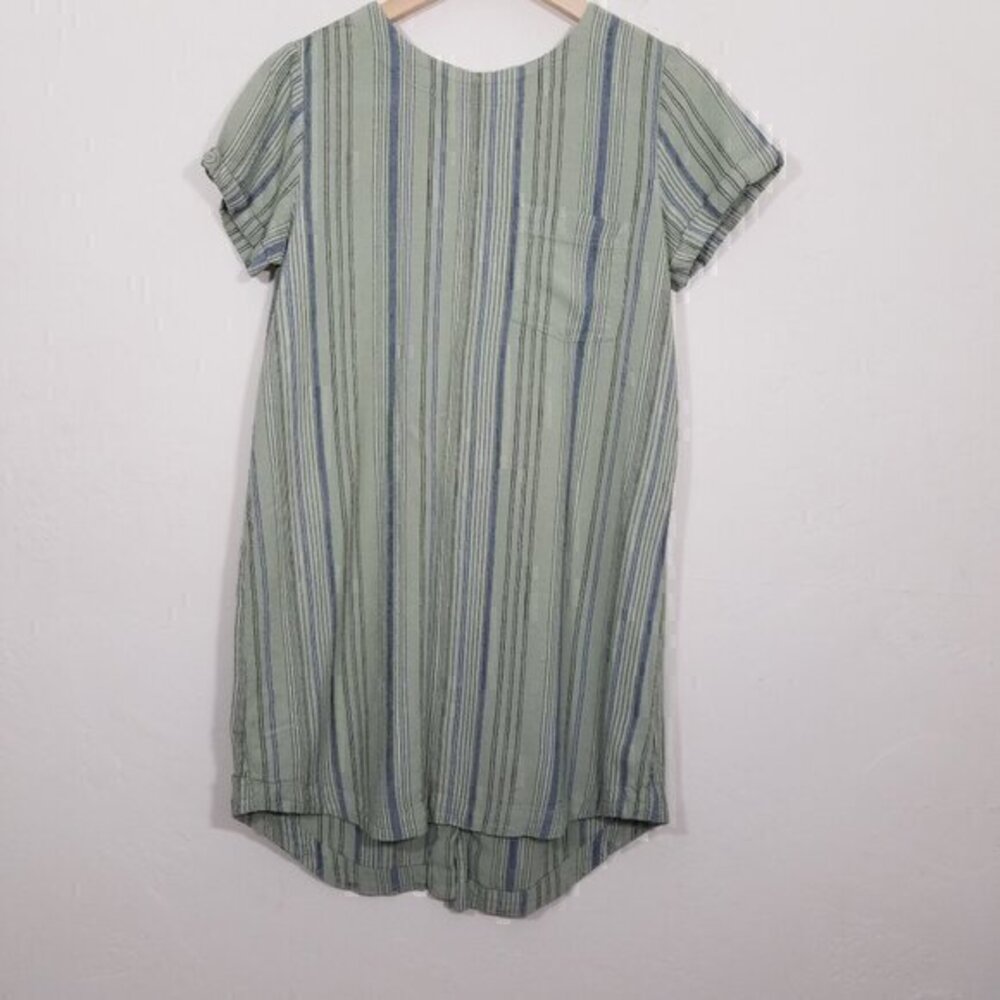 Anthropologie‎ Cloth & Stone Striped Short Sleeve Mini Shirt Dress Green Size XS